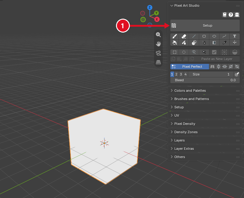 A model with no texture: 1 the Setup button