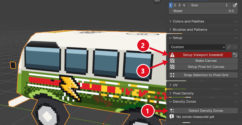 A textured model: Detect Density Zones, Setup Viewport, Make Canvas